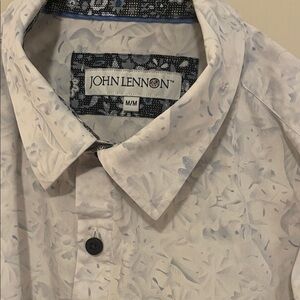 John Lennon Men’s White Floral Dress Shirt